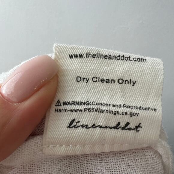 Line And Dot White Orange Top Linen Knotted Front Ruffle Sleeve Size Large L NEW - Picture 11 of 11